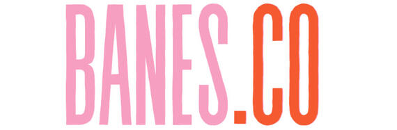 “BANES.CO” in pink and red text